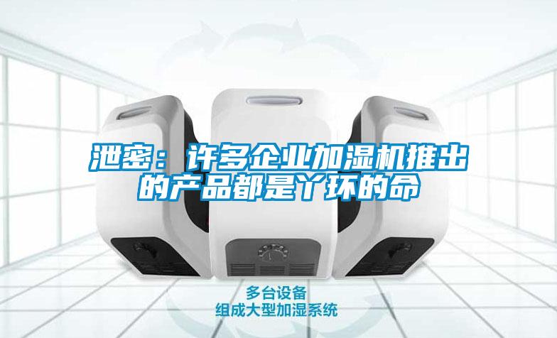 泄密：許多企業加濕機推出的產品都是丫環的命