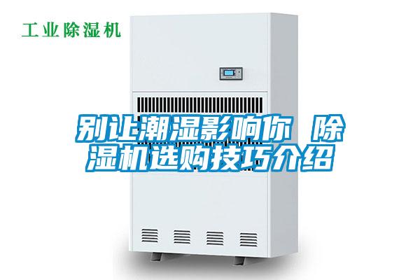別讓潮濕影響你 除濕機選購技巧介紹